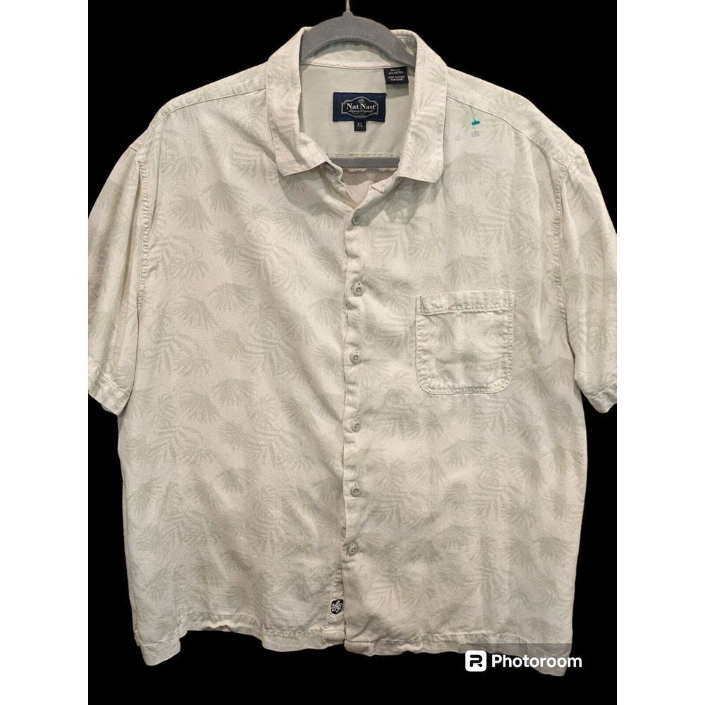 Nat Nast Luxury Originals Men's Short Sleeve Pocket Silk Blend Shirt ‎ Size XL